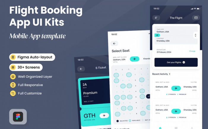 航班-航班预订应用APP UI KIT (FIG)
